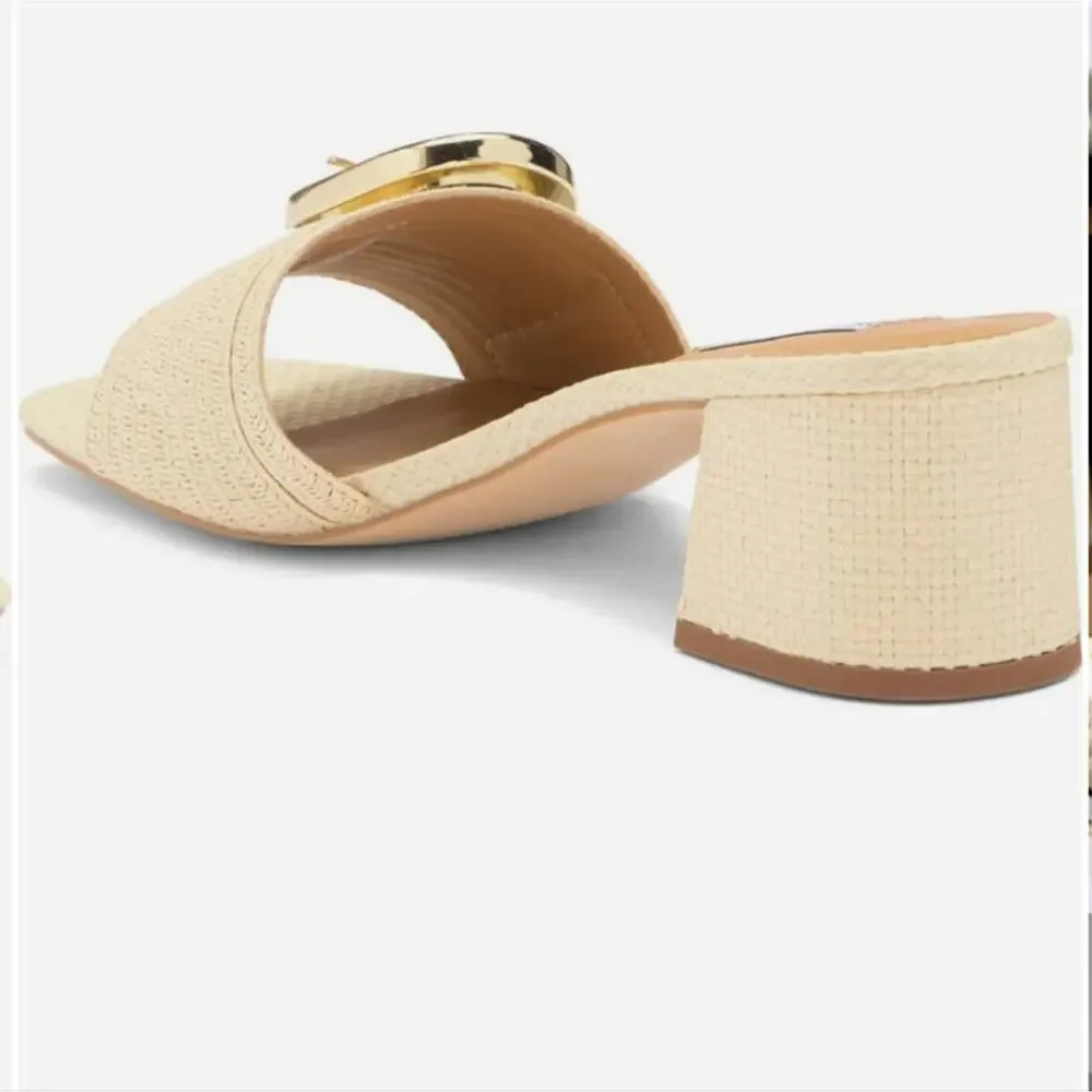 Steve Madden Seacrest Sandals Cream Mules with Gold Accent - Picture 9 of 9
